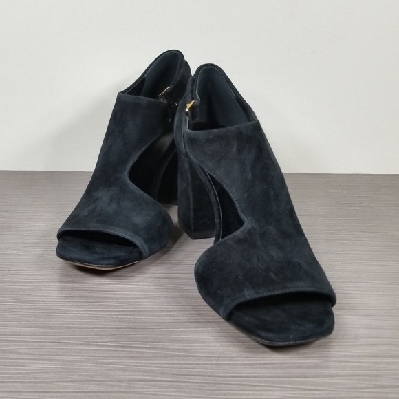 Via Spiga Eladine Open Toe Block-heel Booties, Black Suede, Womens Size 5.5 M - Picture 4 of 11